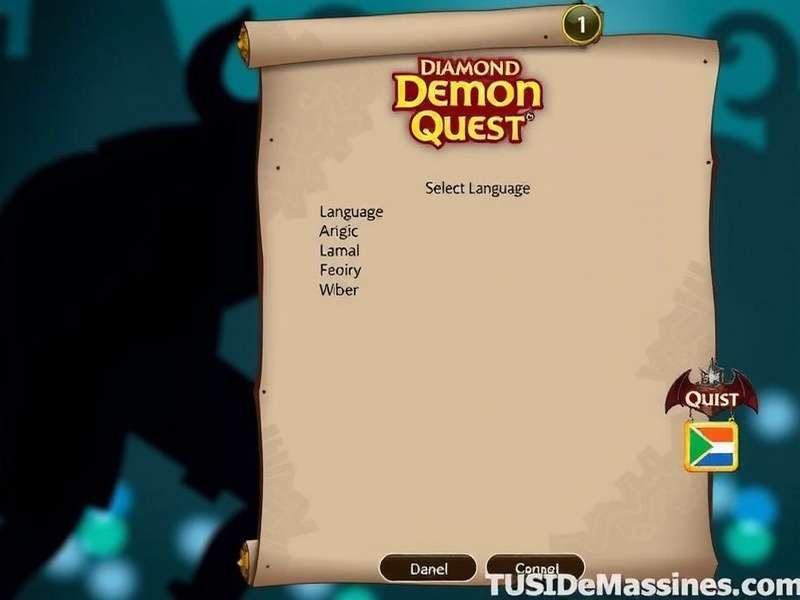 Diamond Demon Quest language selection screen
